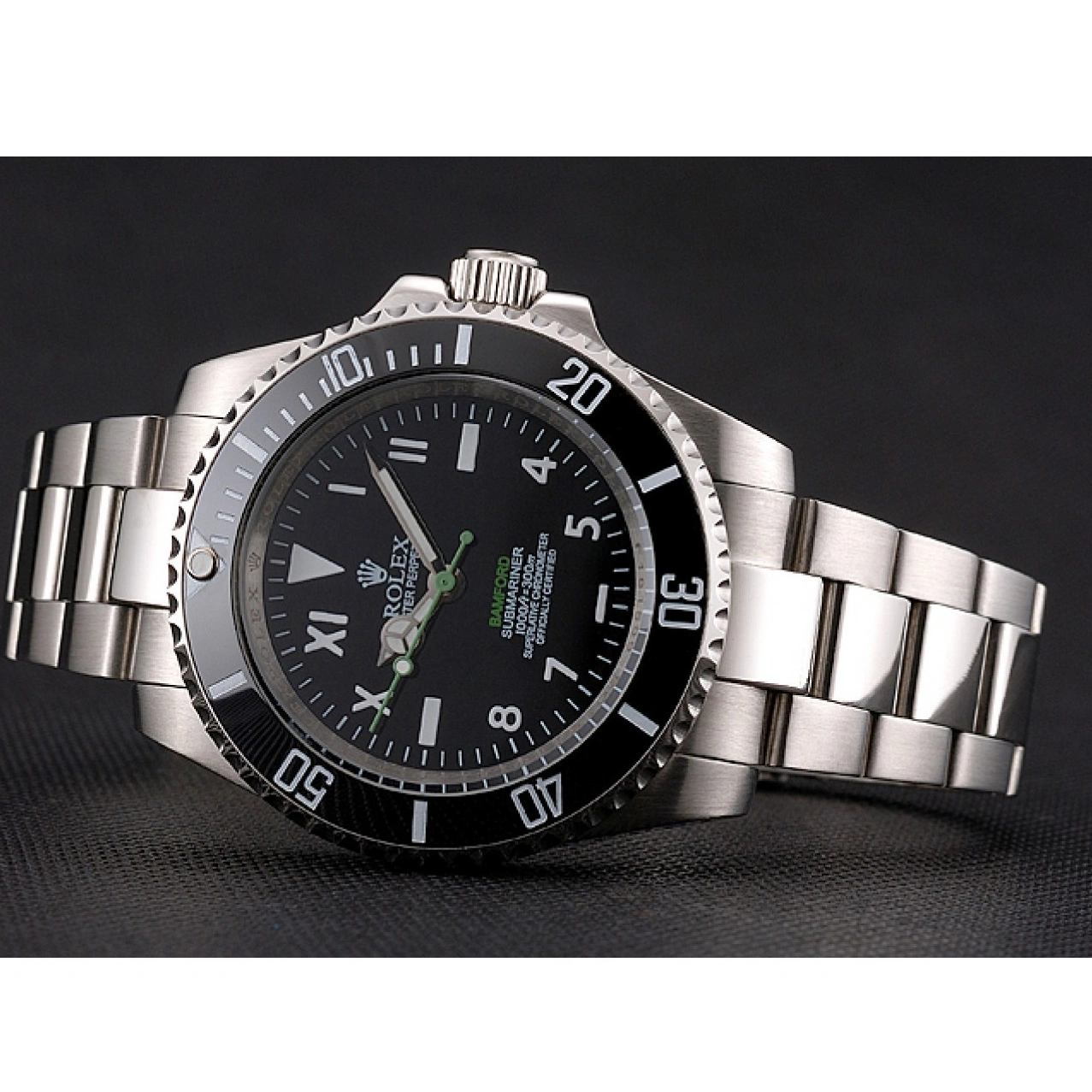 Aaa replica Dial Bezel Black Bamford Case Submariner Black With Steel Bracelet Rolex Roman Stainless Numerals And 1028